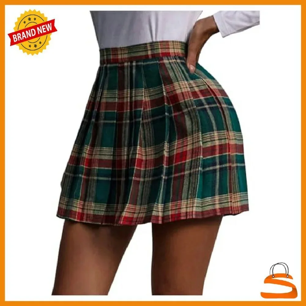 Pleated Plaid Mini Skirt A-Line Summer Casual Outfit - Picture 2 of 6